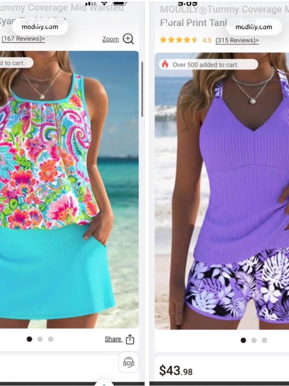 Purple Ribbed Tank Swim Footie Set with Floral Shorts - Women